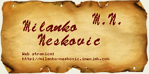 Milanko Nešković vizit kartica